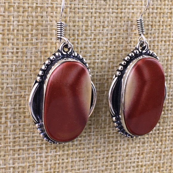 Mookaite Imperial Jasper Stone Hook Earrings - Picture 4 of 9